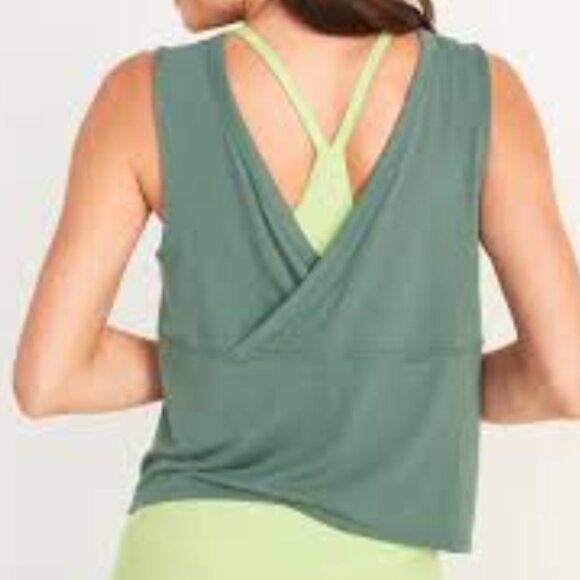 Old Navy UltraLite cross back sleeveless tank top green size small Tall - Picture 2 of 16